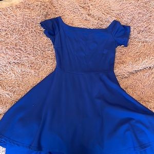 formal, dark blue, flowy dress, size small